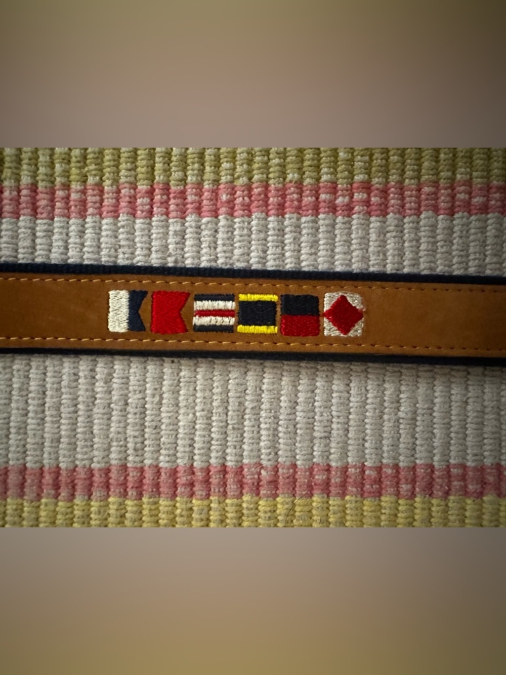 Zeppelin Sailing Symbol Brown Leather Mens Maritime Belt, size 38